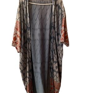 Stylish Gray and Red Kimono